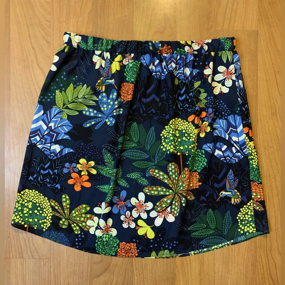 Ann Taylor LOFT Tropical Floral Hummingbird Skirt S